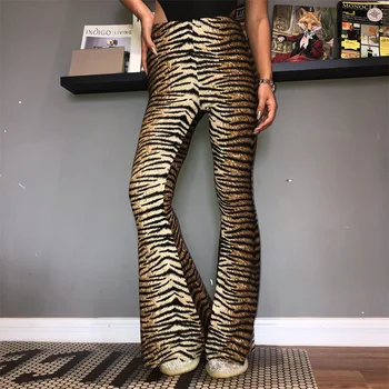 2021 Sügis Naiste Leopardi Sarv Spordi Püksid Fashion Streetwear Kõrge Vöökoht Seksikas Püksid Püksid Naiste Uued Riided 16781