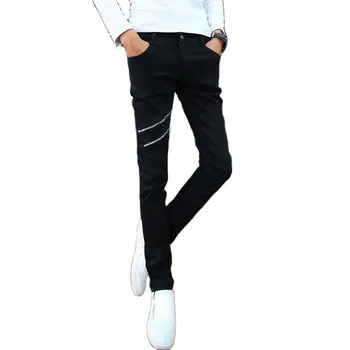 Hulgi-2022 Mood Vabaaja Hip-Hop Kahekordne Tõmblukk Teismelised Slim Teksad Meeste Sügis-korea Mustad Püksid Meeste Skinny Püksid
