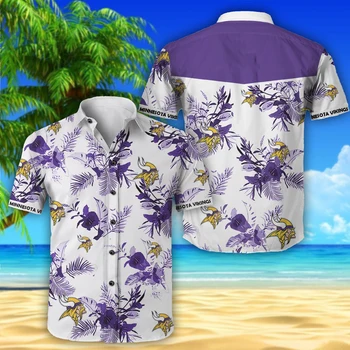 lilla värviline Hawaii rannas stiilis õie printida Vabaaja kohandatud Meeste Särgid