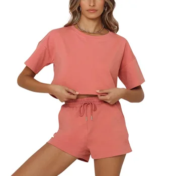 Naiste pidžaama Daamid Näidata välja Naba Top, lühikesed Püksid Casual Fashion Lahti Street Spordirõivad (Solid color Homewear Kaks rõivakomplekti