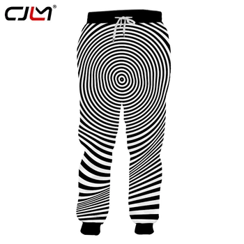 CJLM Uus Mees Loominguline Musta Valge Triibuline Sweatpants Unisex Meeste Lahtised Suur Paar Püksid 3D Trükitud Uimastada Püksid