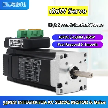 JMC Lihtne Servo NEMA23 / 57MM Integreeritud Servo Mootor & Driver 180W 0.6 NM 3000RPM DC36V IHSV57-30-18-36-01-MILLE jaoks CNC Masin Komplektid
