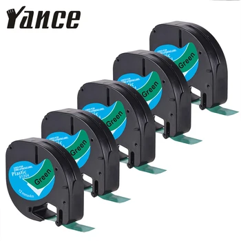 Yance 5tk/palju Ühilduvad Dymo Letratag Lint Must roheline (12mm x 4m) Plastikust Silt kardina Dymo LetraTag label maker machine