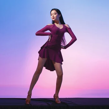 2021 Uus Mood Seksikas pika varruka ladina Tants Tava Riided Tantsusaal Tantsu Kleit Ühes tükis Kleit Naistele Tantsusaal Kostüümid