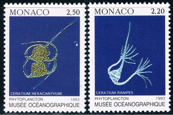 2Pcs/Set Uus Monaco Post Tempel 1992 Ookeani Planktoni Templid MNH