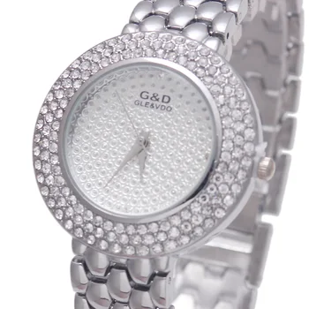 2017 uhiuue G&D Luksus Naiste Kvarts Käekell Roostevabast Terasest Relojes Mujer Mood Silver Lady ' s Käevõru Watch Kristall