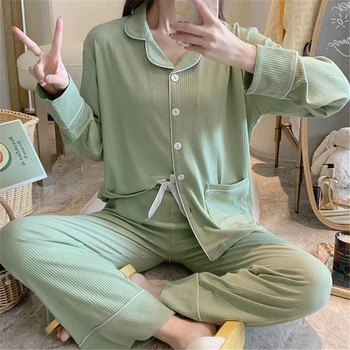 Sleepwear Komplekti Naistele Armas Puuvillane Pidžaama Pikk Varrukas Kodus Kandma Hot Müük Femme Aluspesu Korea Pijamas Uus
