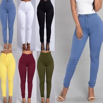 Naiste Retuusid Vabaaja Tahked Värvi Pliiats Püksid Riided Jõusaal Säärised Pluss Suurus High-Waisted Skinny Stretch Püksid