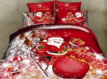 Lumi Valge Jõulupuu Santa Claus Jõulud Punane Puuvill 3-D Kodutekstiili Voodipesu Komplekt Tekikott Voodi Komplekt