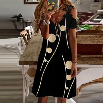 Naiste Suvine Elegantne Seksikas Maha Õla Pool Kleit Naiste Vabaaja Õie Printida Lühikesed Varrukad Beach Mini Kleit 2022 Vestido платье