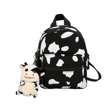 Mini Lõuend Daypack koos Palus Ripats Lehm Prindi Seljakott Naiste Lady Tüdrukud Väljas Reisi Shopping
