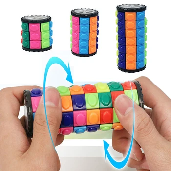 3D Pöörake Klapi Silindri Tower Cube Stress Relief Puzzle Kuubik Pusle Mänguasi Värvikas Haridus-Intellektuaalne Meele Mänguasi, Laps Täiskasvanud
