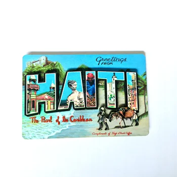 Tervitused HaiTi,pearl of the caribbean, Klassikaline Postkaart Vinatge Plakat, Külmkapp magnet,Sisustus-MDF puidust Magnetid