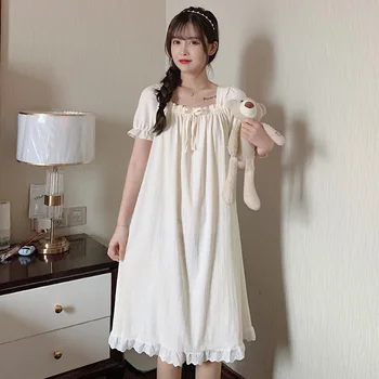 Roosa Tüdrukute Armas Vintage Nightgowns Puuvill Lolita Naiste Pikk Kleit Pits Sleepwear Seksikas Jaapani Negližee Sleepshirts Nightdress