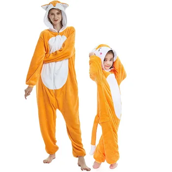 Pere Kigurumi Pidžaama Oranž Tikandid Fox Loomade Onesie Cosplay Kostüüm Pidžaamad Lastele ja Täiskasvanutele Sussid