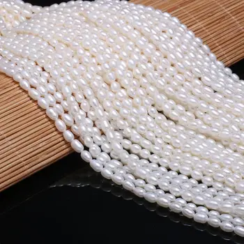 Uus Riisi-kujuline Valge Magevee AA Pearl Helmed Lihtne Ja Stiilne DIY Pool Ehted Kingitus: 4-5mm