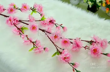 2021Elegant Peach Blossom Siidist Lilled Kunstlik Virsik Filiaalid Christmas Ornament Kimp Pulmad Centerpieces Teenetemärgid
