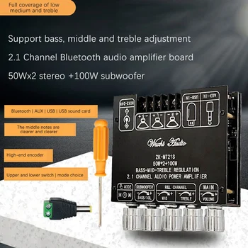 ZK-MT21S Võimendi Juhatuse Bluetooth 5.1 Subwoofer, Võimendi Juhatuse 50WX2+100W 2.1 Kanaliga Võimendi Moodul Bass AMP