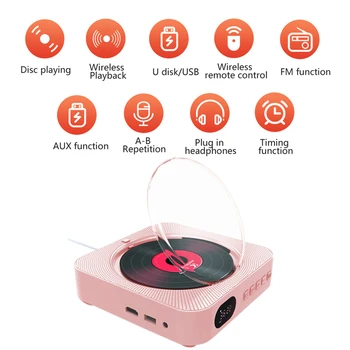Multifunktsionaalne Audio-Mängija, Bluetooth-ühilduva Kõlar DVD-Mängija, FM-Raadio Seinale Paigaldatud 3,5 mm AUX-Pesa IR Kaugjuhtimispult