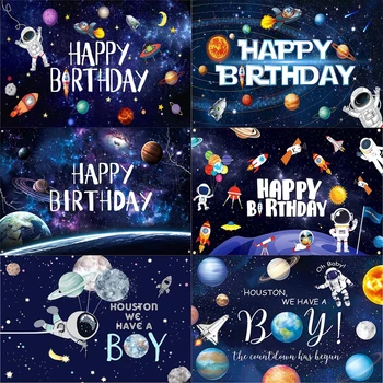 Fotograafia Taustaks Galaktika Planeedi Astronaut Raketi Taust Kosmoses Sünnipäeva Decor Banner Asjade Poistele Lapsed