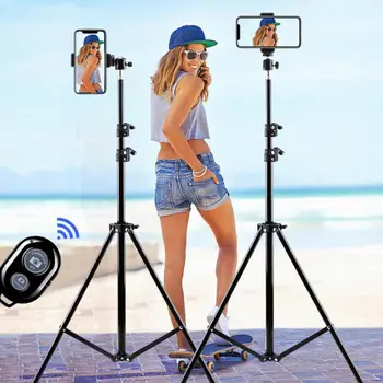Kaasaskantav Alumiinium Bluetooth Remote Telefon Statiivi Seista Gimbal Head Telefoni Omanik Photo Studio & Selfie & Live Saade