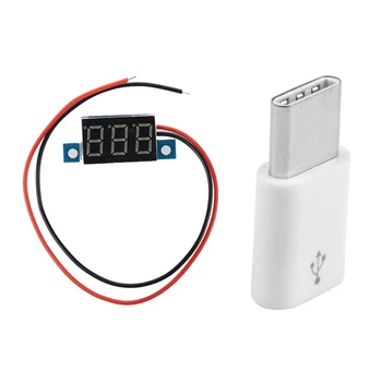 Digitaalne Voltmeeter LED Pinge Paneeli Arvesti ja USB Type C 3.1 Mees Micro-USB 2.0 5 Pin Emane Andmete Adapter