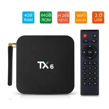TX6 4Ghz&5GHz Dual Wifi+Juhtmevaba Smart TV Box 4GB 32GB/64GB Quad Core ARM Cortex-A53 TF-Kaardi Lugeja, Media Player, TV Box