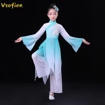 Laste Klassikalise Hiina Kostüümid Yangko Riigi Square Dance Traditsiooniline Hanfu Vihmavari Fänn Tants Tants Tava Kanda