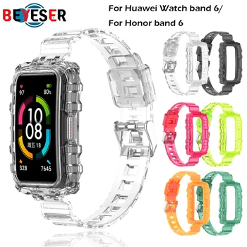 Läbipaistev Silikoon Vaadata Bändi puhul Huawei Band 6 Sport Randme Käevõru Honor Band 6 Rihm Smart Watch Correa Tarvik