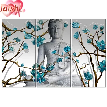 3tk Sinine lill, mediteerimine buddha zen Diamond Maali Diamond Tikandid ristpistes Kit Mosaiik Pilt Kingitus Magamistuba Decor