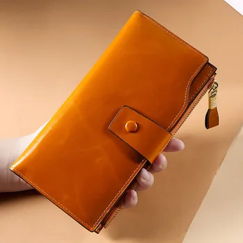 Uus Daamid Pikk naturaalsest Nahast Rahakott Mündi Rahakott RFID Anti-varguse Harja Käekott Krediitkaardi Omanik Mehed Naisele Raha Kotti Sidur