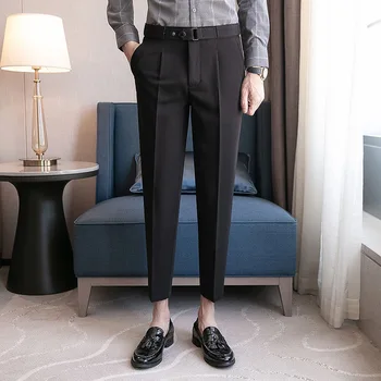 Pantalones plisados de 9 ärakuulamist para hombre, moda coreana hasta el tobillo, ropa de calle, pantalones casuales, Pantalones Chino
