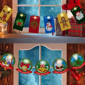 Diamond värvitud Christmas tree teenetemärgi kett kaardi tuled Jõulud teenetemärgi valgus string
