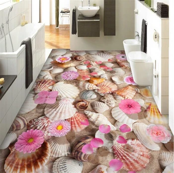 beibehang Kohandatud põranda värvimine 3d conch shell vett lill 3D korrusel elutuba, magamistuba restoran põrandaplaadid de papel parede