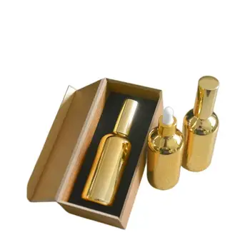 4tk 30ml Kõrge temperatuur kullatud atomiser spray pudel Koos puidust kast tühi korduvtäidetavaid klaasist pudel, parfüümid subpackage