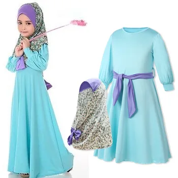Moslemi Prindi Maxi Kleit Sobib Õie Lapsed Lapsed Abaya Hijab Pikk Rüü Hommikumantlid Kimono Jubah Ramadan Lähis-Ida Eid Araabia Islami