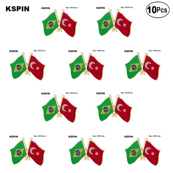 Brasiilia & Türgi Lipu Prossid Rinnamikrofon Pin Lipu embleem Sõle Sõrmed Märgid 10tk Palju