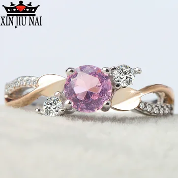 2020. aasta uus 14K rose gold mood magus lihtne armas leht, roosa kristall kõrge kvaliteedi ladies diamond ring printsess pulmad engagement